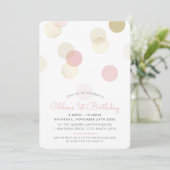 EERSTE VERJAARDAG confetti vlekken blush roze goud Kaart (Staand voorkant)