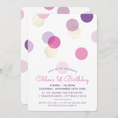 EERSTE VERJAARDAG confetti vlekken roze paarse gou Kaart (Voorkant / Achterkant)