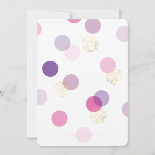 EERSTE VERJAARDAG confetti vlekken roze paarse gou Kaart (Achterkant)