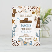 Eerste verjaardag Cowboy uitnodiging (Staand voorkant)