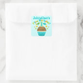 Eerste verjaardag Cupcake (jongens) Vierkante Sticker (Tas)