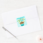 Eerste verjaardag Cupcake (jongens) Vierkante Sticker (Envelop)