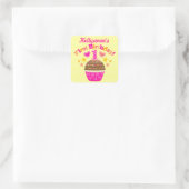 Eerste verjaardag Cupcake (meisjes) Vierkante Sticker (Tas)