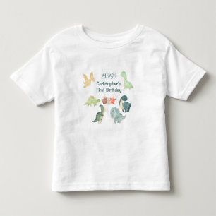 Eerste verjaardag Cute Dinosaur Waterverf Kinder Shirts