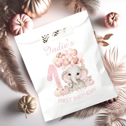 Eerste verjaardag Cute Elephant Herfst Girl Favor  Bedankzakje