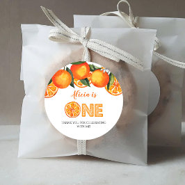 Eerste verjaardag Cute Oranje Klassieke Ronde Stic Sticker