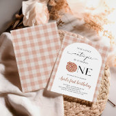 Eerste verjaardag Cutie Pie met perzik gingham fee Kaart