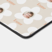 Eerste verjaardag daisy boho retro roze geel bureaumat (Hoek)