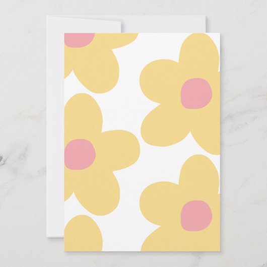 Eerste verjaardag daisy boho retro roze gele giral kaart (Achterkant)