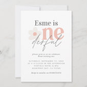 Eerste verjaardag: daisy boho retro roze meisje sc kaart (Voorkant)