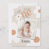 Eerste verjaardag daisy boho retro terracotta foto kaart (Voorkant)