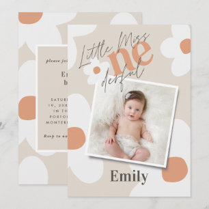 Eerste verjaardag daisy boho retro terracotta foto kaart