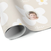 Eerste verjaardag: daisy boho retro terracotta nat cadeaupapier (Rol Hoek)