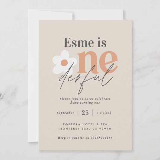 Eerste verjaardag: daisy boho retro terracotta nat kaart (Voorkant)