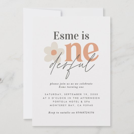 Eerste verjaardag: daisy boho retro terracotta nat kaart (Voorkant)