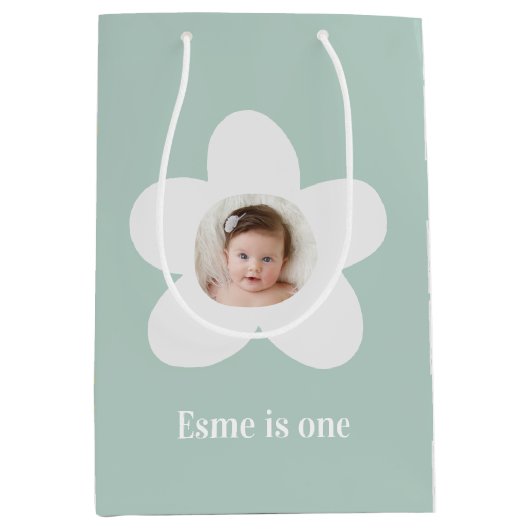 Eerste verjaardag: daisy boho retro terracotta nat medium cadeauzakje (Voorkant)