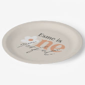 Eerste verjaardag: daisy boho retro terracotta nat papieren bordje (Gekanteld)