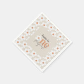 Eerste verjaardag: daisy boho retro terracotta nat servet (Hoek)