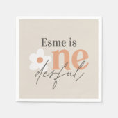 Eerste verjaardag: daisy boho retro terracotta nat servet (Voorkant)