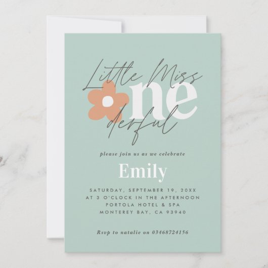 Eerste verjaardag daisy boho retro turquoise sinaa kaart (Voorkant)