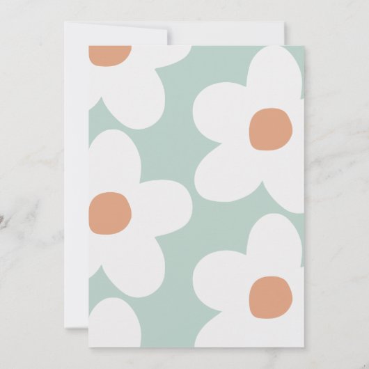 Eerste verjaardag daisy boho retro turquoise sinaa kaart (Achterkant)