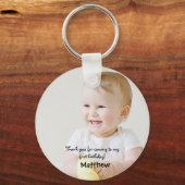 Eerste verjaardag: dank je partij voor de gunst sleutelhanger (Voorkant)