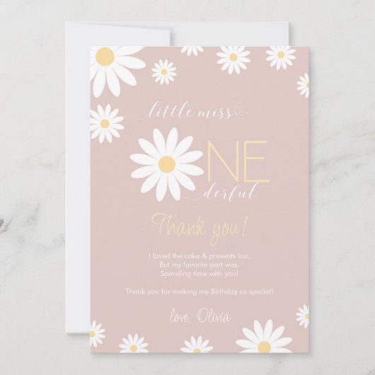 Eerste verjaardag dankkaart retro madeliefje kaart (Voorkant)