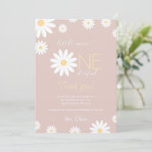 Eerste verjaardag dankkaart retro madeliefje kaart (Staand voorkant)