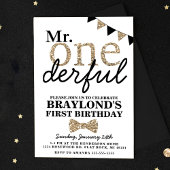 Eerste verjaardag de heer Onederful Uitnodiging