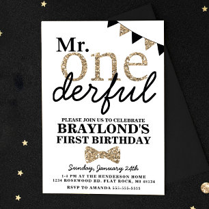 Eerste verjaardag de heer Onederful Uitnodiging