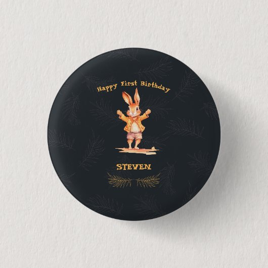 Eerste verjaardag dier ronde button 3,2 cm (Voorkant)
