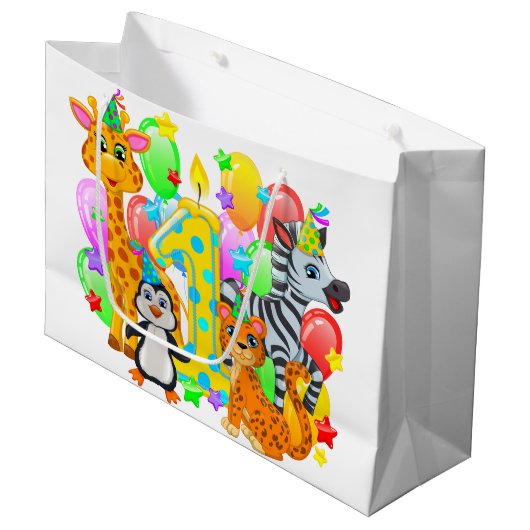 Eerste verjaardag Dierenzak Groot Cadeauzakje (Voorkant Gekanteld)