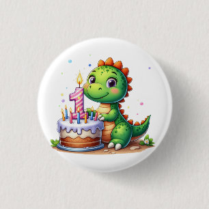 Eerste verjaardag Dino Ronde Button 3,2 Cm
