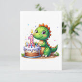 Eerste verjaardag Dino RSVP Kaartje (Staand voorkant)