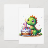 Eerste verjaardag Dino RSVP Kaartje (Voorkant / Achterkant)