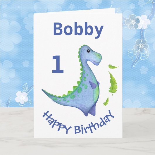 Eerste verjaardag Dinosaur personalize Boy's Name Kaart