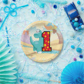 Eerste Verjaardag Dinosaurus Custom Party Papieren Bordje (Feest)