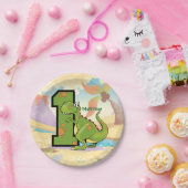 Eerste Verjaardag Dinosaurus Custom Party Papieren Bordje (Feest)