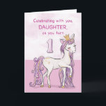 Eerste verjaardag dochter Roze Paard Met Kroon Kaart<br><div class="desc">Een zoet roze pony net als je dochter is aan het paraderen met het nummer één! Details die eruit zien als goud zijn verweven in haar manen en staart. Perfecte kaart om je dochter haar 1e verjaardag te wensen!
(Digitale goudkleur)</div>