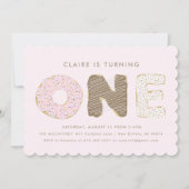 Eerste verjaardag Donut thema uitnodigingen (Voorkant)