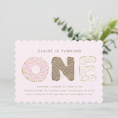 Eerste verjaardag Donut thema uitnodigingen (Staand voorkant)