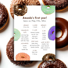 Eerste verjaardag Donuts Mijlpaal Verjaardag Poster