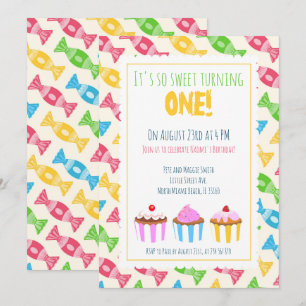 eerste verjaardag drie cupcakes babymeisjesfeest kaart