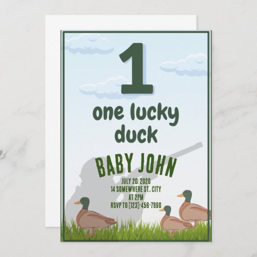 Eerste verjaardag Duck uitnodiging (Voorkant / Achterkant)