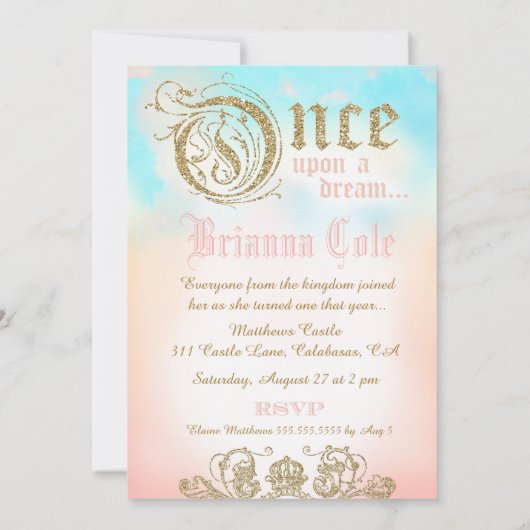 Eerste verjaardag een keer op een droom prinses In Kaart (Achterkant)