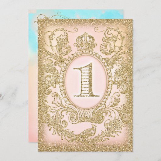 Eerste verjaardag Eens Upon a Droom Prinses Uitnod Kaart (Voorkant / Achterkant)