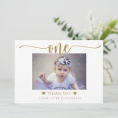 Eerste verjaardag Eenvoudige legante foto Bedankkaart (Staand voorkant)