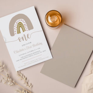 Eerste verjaardag Eenvoudige minimalistische Boho- Kaart