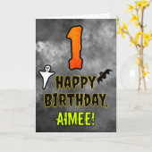 Eerste verjaardag: Eerie Halloween Theme + Aangepa Kaart (Gele Bloem)