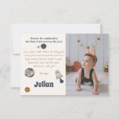 Eerste verjaardag, eerste baan rond de zon! bedankkaart (Voorkant)